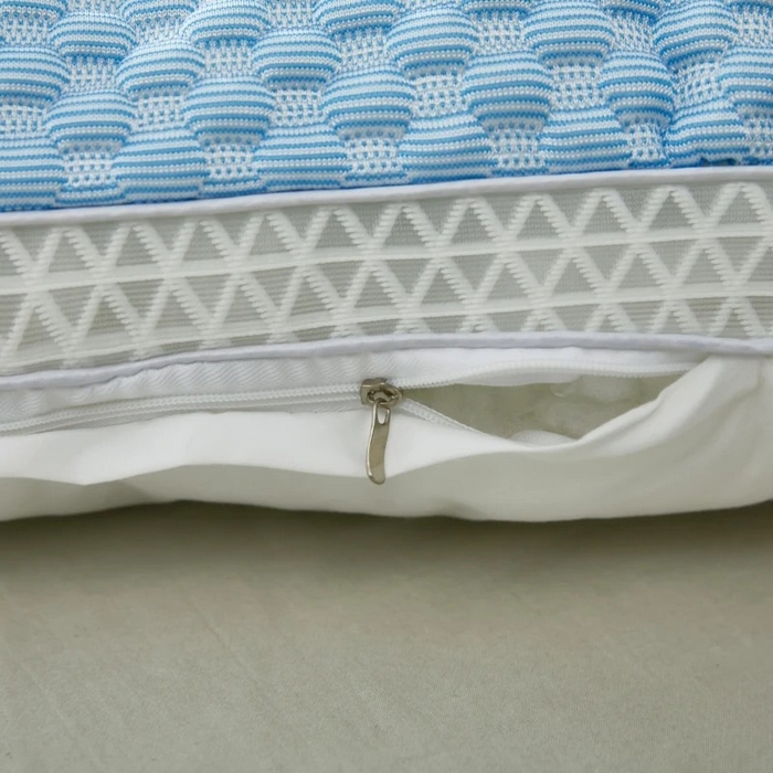 91家纺网 家纺一手货源 找家纺 雅晨枕芯 2025新款夏季天冰丝凉感冰豆豆护颈按摩枕头枕芯 凉感护颈枕 蓝色 48x74cm/只