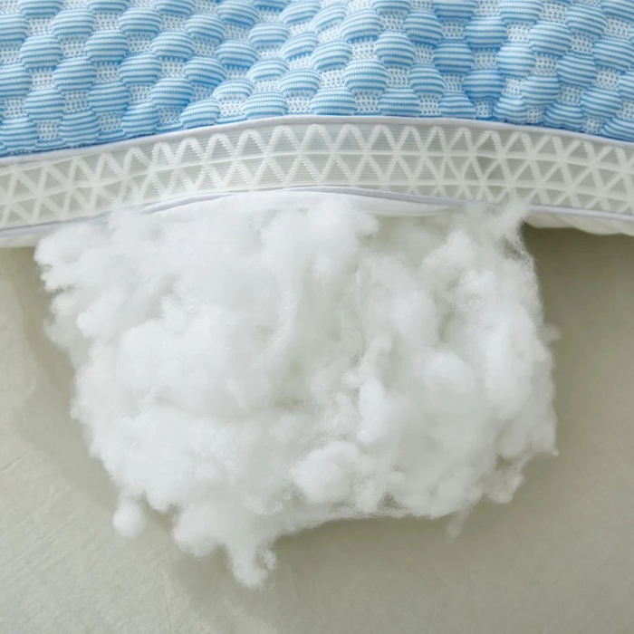 91家纺网 家纺一手货源 找家纺 雅晨枕芯 2025新款夏季天冰丝凉感冰豆豆护颈按摩枕头枕芯 凉感护颈枕 蓝色 48x74cm/只