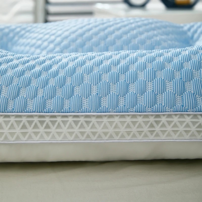 91家纺网 家纺一手货源 找家纺 雅晨枕芯 2025新款夏季天冰丝凉感冰豆豆护颈按摩枕头枕芯 凉感护颈枕 蓝色 48x74cm/只