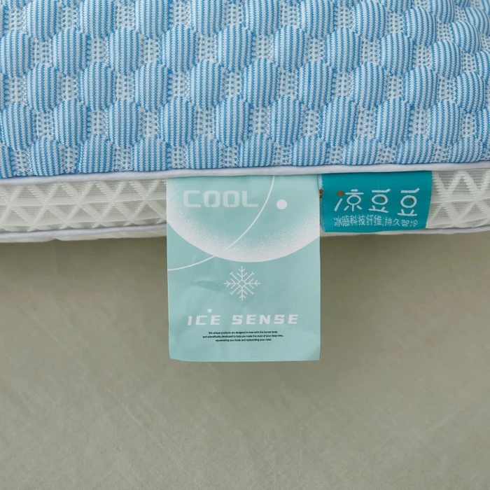 91家纺网 家纺一手货源 找家纺 雅晨枕芯 2025新款夏季天冰丝凉感冰豆豆护颈按摩枕头枕芯 凉感护颈枕 蓝色 48x74cm/只