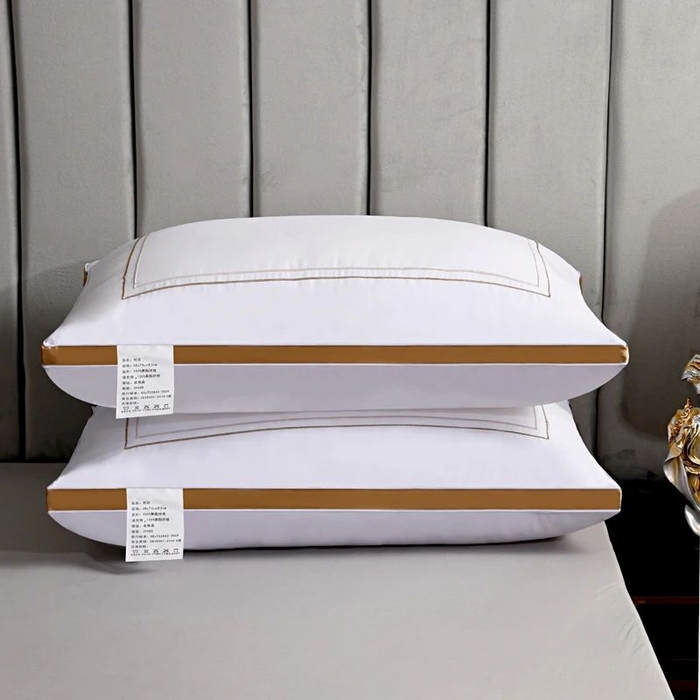 91家纺网 家纺一手货源 找家纺 雅晨枕芯 2025新款热款立体枕头枕芯金边蓝边羽丝绒枕 立体金边枕-中枕 48*74cm/只