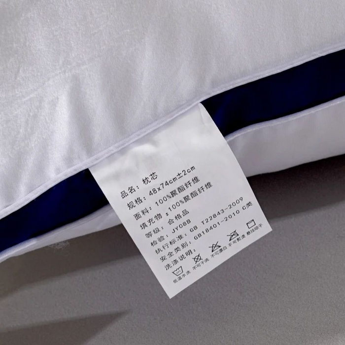 91家纺网 家纺一手货源 找家纺 雅晨枕芯 2025新款热款立体枕头枕芯金边蓝边羽丝绒枕 立体蓝边枕-低枕 48*74cm/只