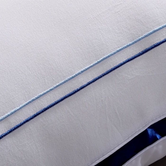 91家纺网 家纺一手货源 找家纺 雅晨枕芯 2025新款热款立体枕头枕芯金边蓝边羽丝绒枕 立体蓝边枕-低枕 48*74cm/只