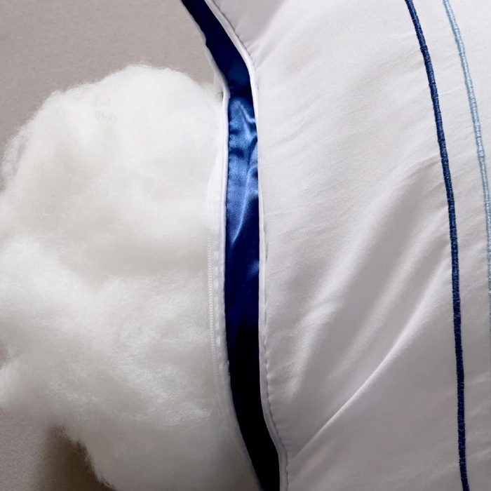 91家纺网 家纺一手货源 找家纺 雅晨枕芯 2025新款热款立体枕头枕芯金边蓝边羽丝绒枕 立体蓝边枕-低枕 48*74cm/只