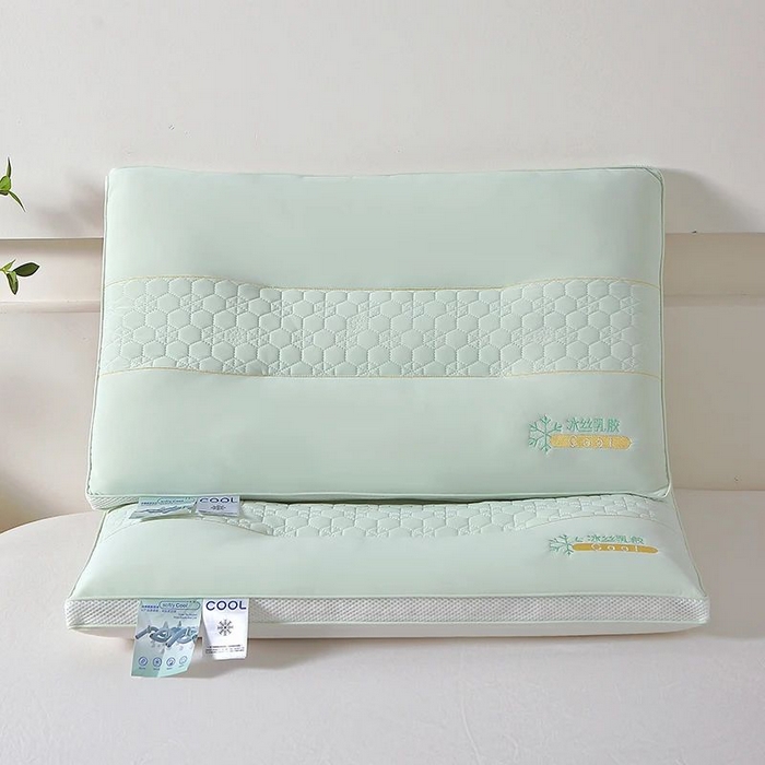 91家纺网 家纺一手货源 找家纺 雅晨枕芯 2025新款夏季凉感冰丝乳胶护颈椎枕头家用定型保健枕头枕芯 冰丝乳胶-浅绿 48x74cm/只高枕