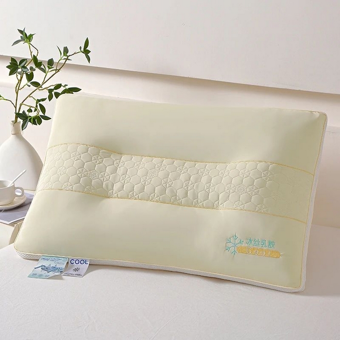 91家纺网 家纺一手货源 找家纺 雅晨枕芯 2025新款夏季凉感冰丝乳胶护颈椎枕头家用定型保健枕头枕芯 冰丝乳胶-浅黄 48x74cm/只中枕