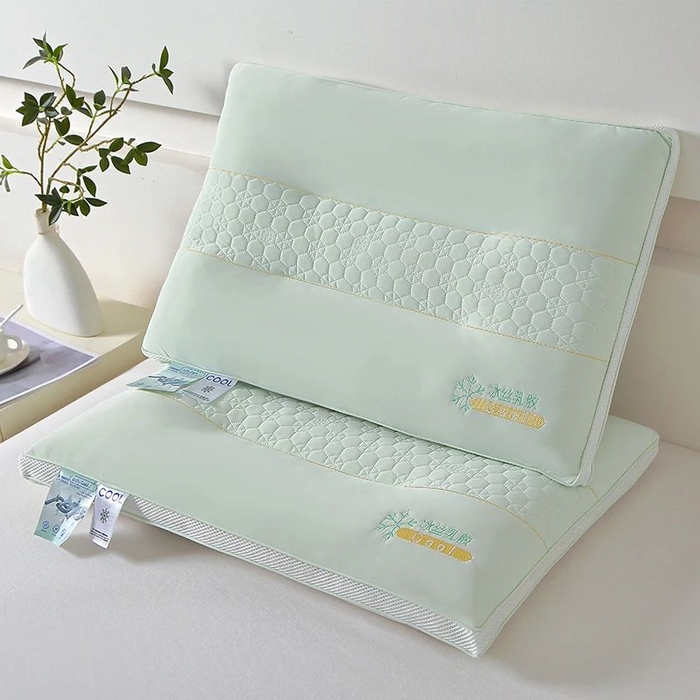 91家纺网 家纺一手货源 找家纺 雅晨枕芯 2025新款夏季凉感冰丝乳胶护颈椎枕头家用定型保健枕头枕芯 冰丝乳胶-浅绿 48x74cm/只低枕