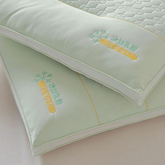 91家纺网 家纺一手货源 找家纺 雅晨枕芯 2025新款夏季凉感冰丝乳胶护颈椎枕头家用定型保健枕头枕芯 冰丝乳胶-浅绿 48x74cm/只低枕