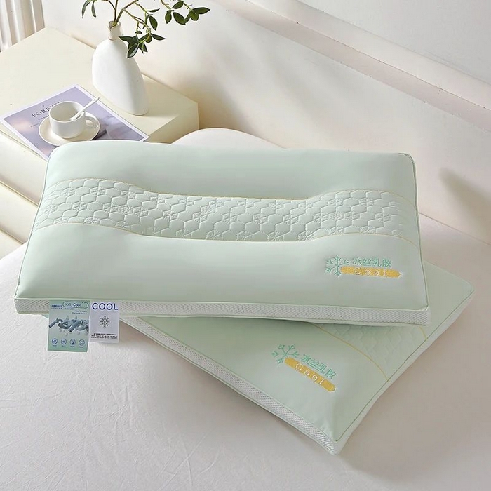 91家纺网 家纺一手货源 找家纺 雅晨枕芯 2025新款夏季凉感冰丝乳胶护颈椎枕头家用定型保健枕头枕芯 冰丝乳胶-浅绿 48x74cm/只中枕