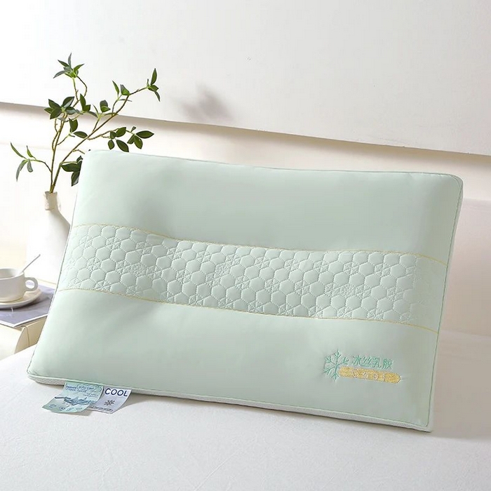 91家纺网 家纺一手货源 找家纺 雅晨枕芯 2025新款夏季凉感冰丝乳胶护颈椎枕头家用定型保健枕头枕芯 冰丝乳胶-浅绿 48x74cm/只中枕