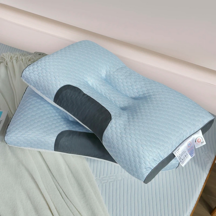 91家纺网 家纺一手货源 找家纺 雅晨枕芯 2025新款夏季冰豆豆枕芯枕头凉豆豆SPA按摩护颈分区定型枕芯 蓝色 48x74cm-低枕750g/只