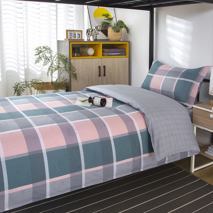 91家纺网 家纺一手货源 找家纺 乐旗 2025新款全棉12868学生宿舍三件套纯棉六件套装 格兰特