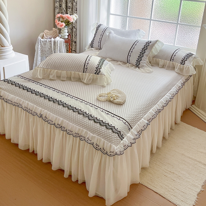 91家纺网 家纺一手货源 找家纺 网红馆（ck家纺） 2025新款凉豆豆床裙款凉席三件套-露茜公主 露茜公主-灰