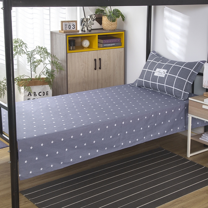 91家纺网 家纺一手货源 找家纺 乐旗 2025新款全棉12868学生宿舍三件套纯棉六件套装 绅士风范-灰