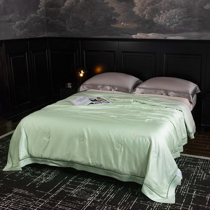 91家纺网 家纺一手货源 找家纺 被靠被 2025新款可水洗蚕丝夏被-莱德 莱德-水绿