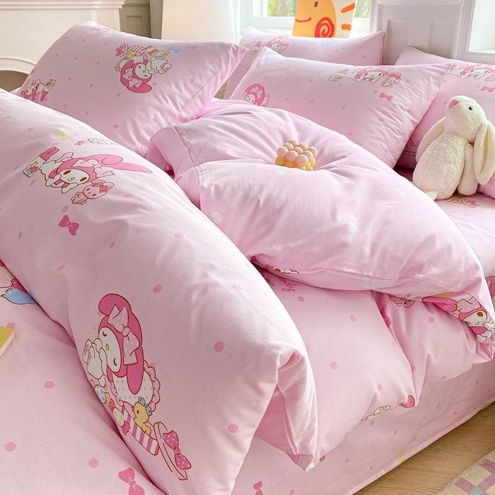 91家纺网 家纺一手货源 找家纺 爱丽丝 2025新款正版授权三丽鸥全棉40支13372单被套 童趣美乐蒂