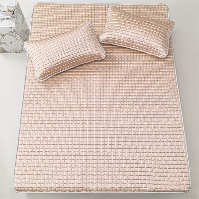 91家纺网 家纺一手货源 找家纺 罗优家纺 2025新款水光美 肤冰块凉席 蜜豆粉