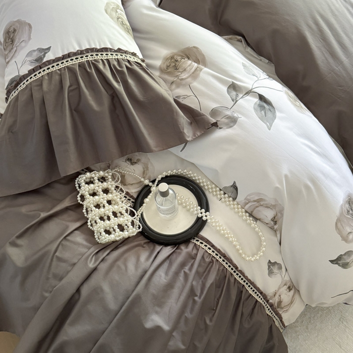 91家纺网 家纺一手货源 找家纺 （总）亲亲公主 2025新款全棉法式宽花边四件套-午后佳人