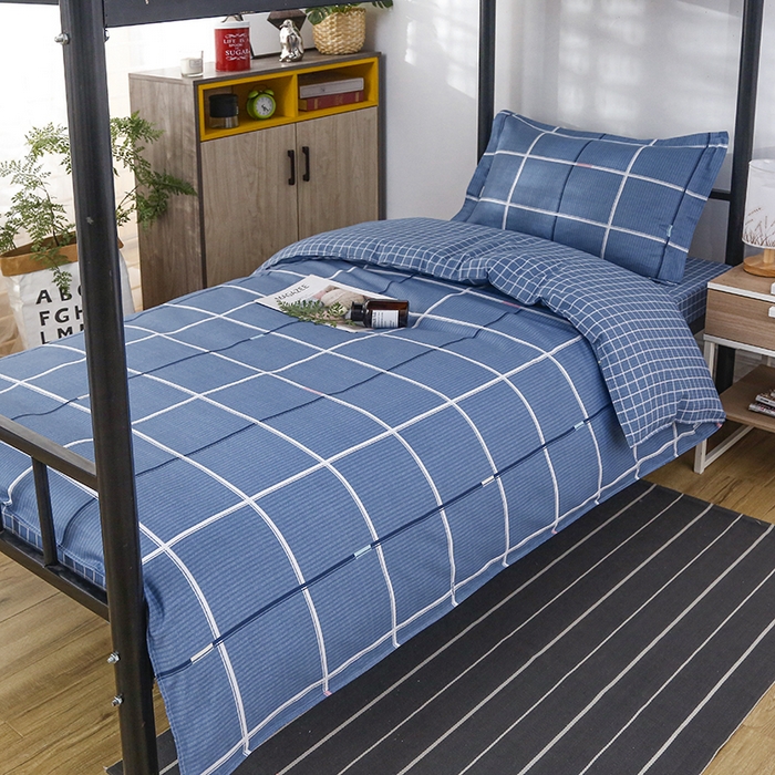 91家纺网 家纺一手货源 找家纺 乐旗 2025新款全棉12868学生宿舍三件套纯棉六件套装 夜华-蓝