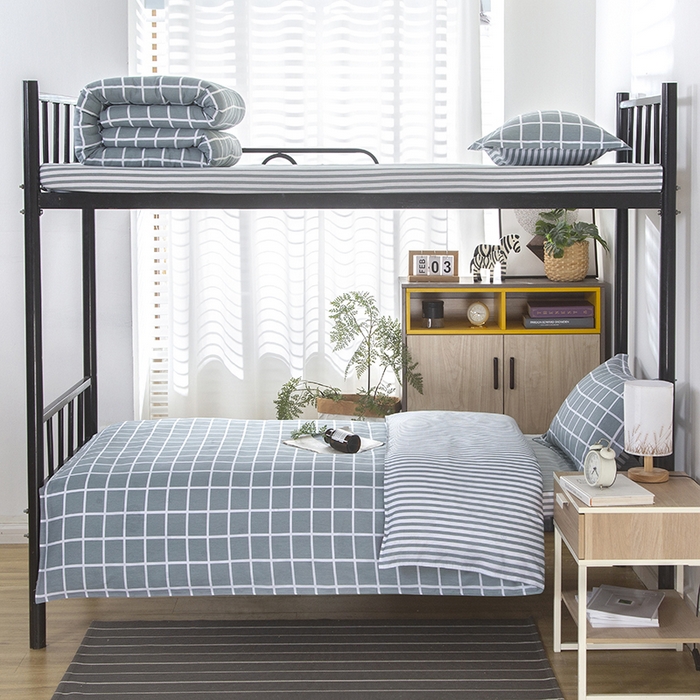 91家纺网 家纺一手货源 找家纺 乐旗 2025新款全棉12868学生宿舍三件套纯棉六件套装 无印优品