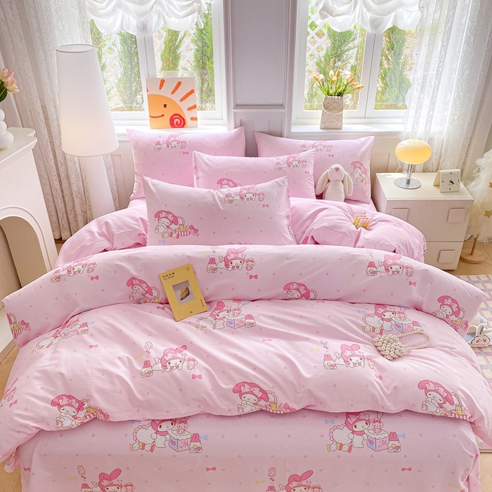 91家纺网 家纺一手货源 找家纺 爱丽丝 2025新款正版授权三丽鸥全棉四件套 童趣美乐蒂