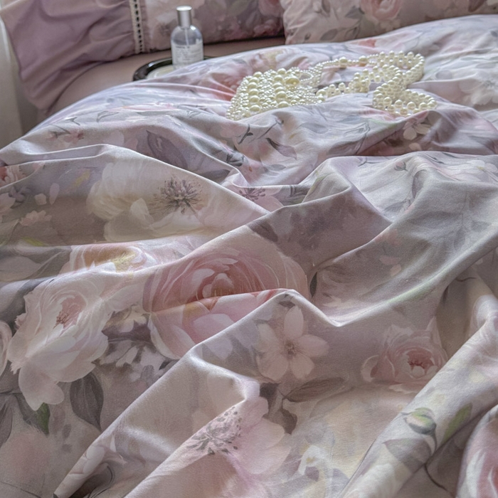 91家纺网 家纺一手货源 找家纺 （总）亲亲公主 2025新款全棉法式宽花边四件套-玫瑰庄园