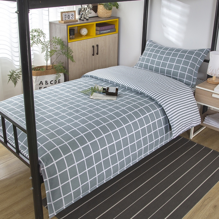 91家纺网 家纺一手货源 找家纺 乐旗 2025新款全棉12868学生宿舍三件套纯棉六件套装 无印优品