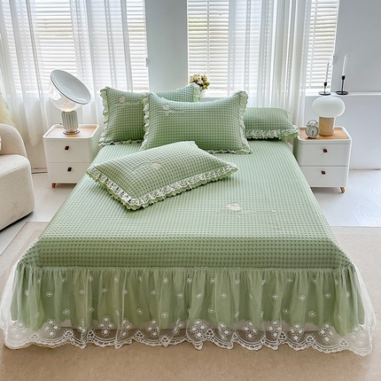 91家纺网 家纺一手货源 找家纺 （总）代芙家纺 2025新款PE凉感软凉席床裙款三件套控价238