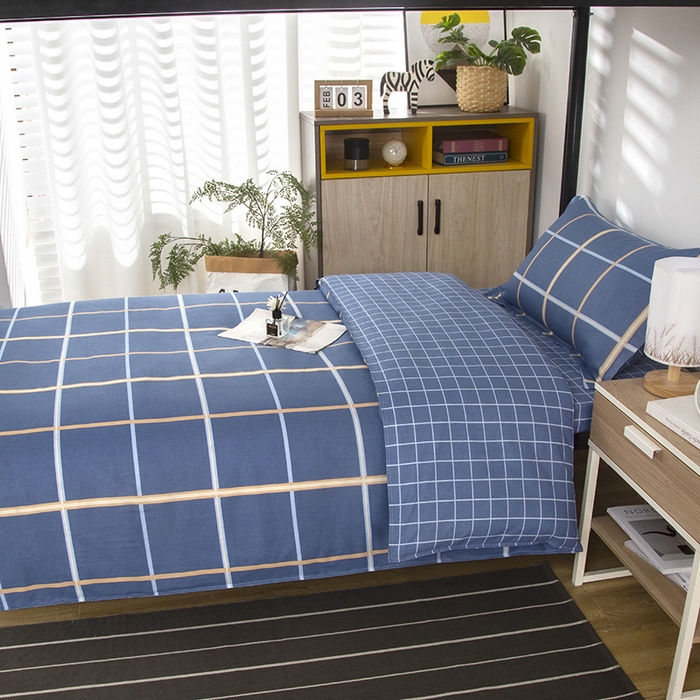 91家纺网 家纺一手货源 找家纺 乐旗 2025新款全棉12868学生宿舍三件套纯棉六件套装 格瑞斯