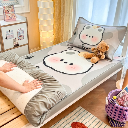柒月家居 2025新款大版冰丝床笠（学生床） 床笠-斑点熊