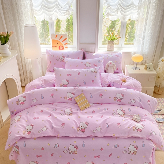 91家纺网 家纺一手货源 找家纺 爱丽丝 2025新款正版授权三丽鸥全棉40支13372单被套 美美凯蒂