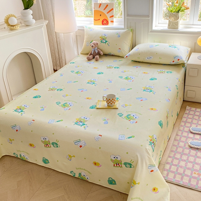 91家纺网 家纺一手货源 找家纺 爱丽丝 2025新款正版授权三丽鸥全棉单床单 萌萌大眼蛙