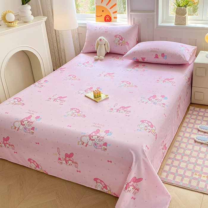 91家纺网 家纺一手货源 找家纺 爱丽丝 2025新款正版授权三丽鸥全棉单床单 童趣美乐蒂