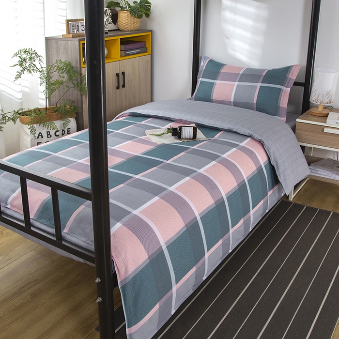 91家纺网 家纺一手货源 找家纺 乐旗 2025新款全棉12868学生宿舍三件套纯棉六件套装 格兰特