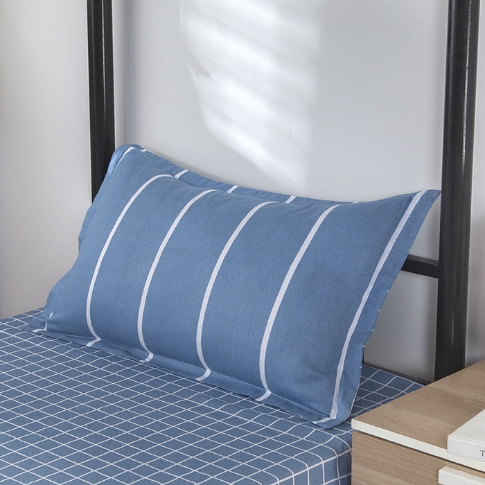 91家纺网 家纺一手货源 找家纺 乐旗 2025新款全棉12868学生宿舍三件套纯棉六件套装 格调人生-蓝