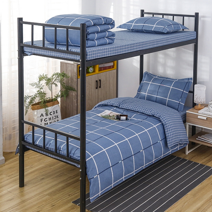 91家纺网 家纺一手货源 找家纺 乐旗 2025新款全棉12868学生宿舍三件套纯棉六件套装 夜华-蓝