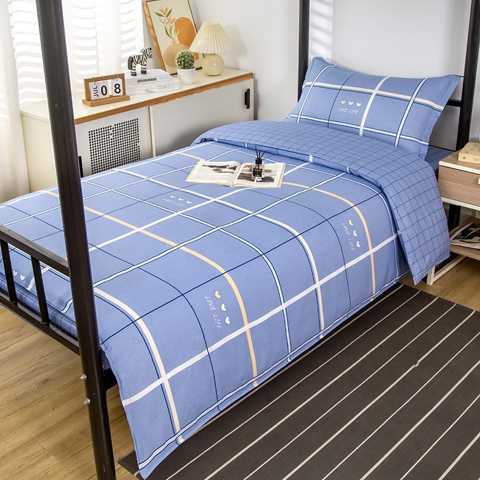 91家纺网 家纺一手货源 找家纺 乐旗 2025新款全棉12868学生宿舍三件套纯棉六件套装 幸福永恒