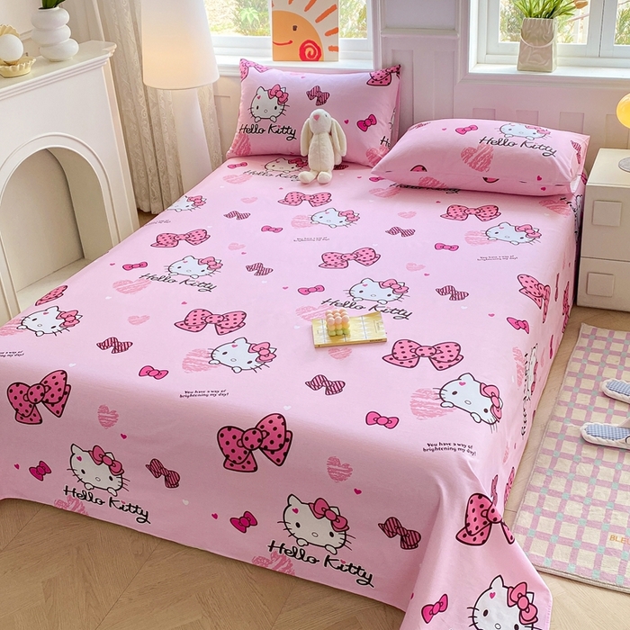 91家纺网 家纺一手货源 找家纺 爱丽丝 2025新款正版授权三丽鸥全棉单床单 开心凯蒂