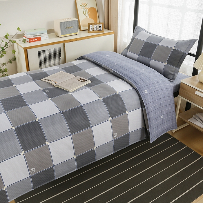 91家纺网 家纺一手货源 找家纺 乐旗 2025新款全棉12868学生宿舍三件套纯棉六件套装 思维空间