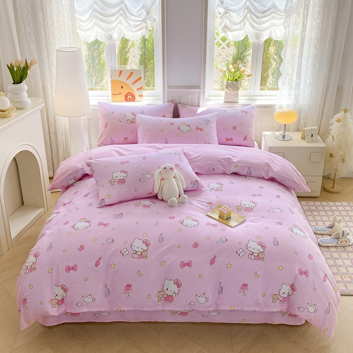 91家纺网 家纺一手货源 找家纺 爱丽丝 2025新款正版授权三丽鸥全棉40支13372单被套 美美凯蒂