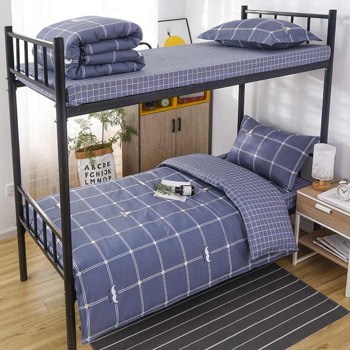 91家纺网 家纺一手货源 找家纺 乐旗 2025新款全棉12868学生宿舍三件套纯棉六件套装 时尚先生