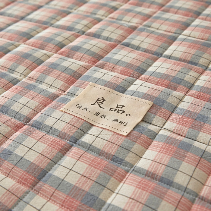 91家纺网 家纺一手货源 找家纺 伊人坊 2025新款A类全棉色织水洗棉大豆夹棉床笠 森屿 粉蓝