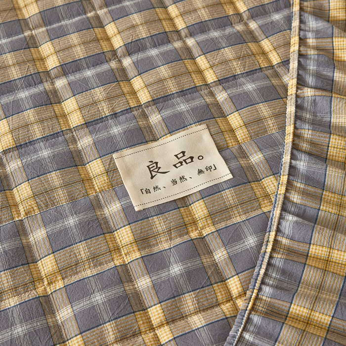 91家纺网 家纺一手货源 找家纺 伊人坊 2025新款A类全棉色织水洗棉大豆夹棉床笠 森屿 咖黄