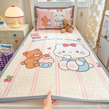 柒月家居 2025新款大版数码印花冰丝席（学生床） 猫咪伙伴