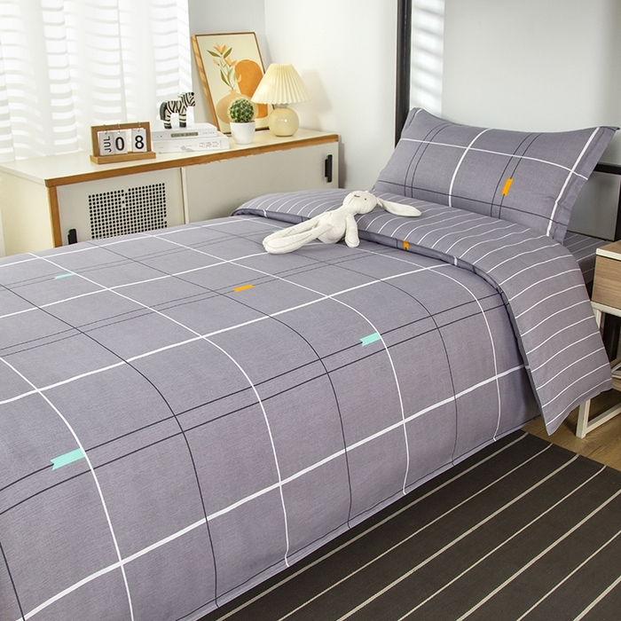 91家纺网 家纺一手货源 找家纺 乐旗 2025新款全棉12868学生宿舍三件套纯棉六件套装 青春格调