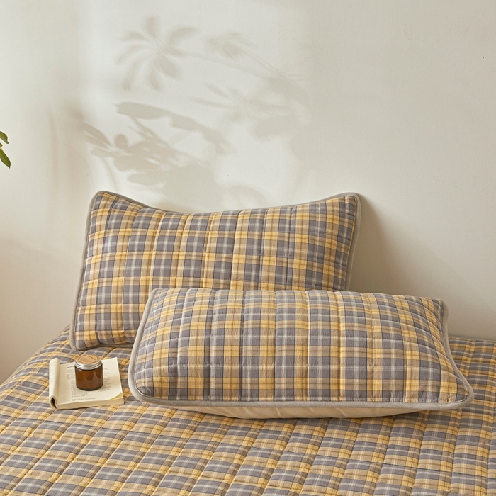 91家纺网 家纺一手货源 找家纺 伊人坊 2025新款A类全棉色织水洗棉大豆夹棉床笠 森屿 咖黄