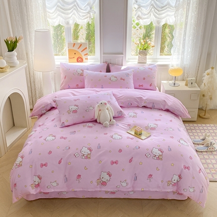 91家纺网 家纺一手货源 找家纺 爱丽丝 2025新款正版授权三丽鸥全棉40支13372单被套 美美凯蒂