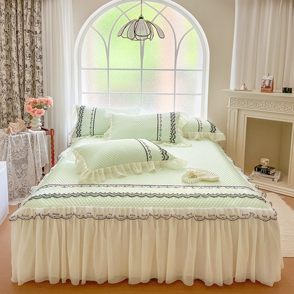 91家纺网 家纺一手货源 找家纺 （总）网红馆（ck家纺） 2025新款凉豆豆床裙款凉席三件套-露茜公主