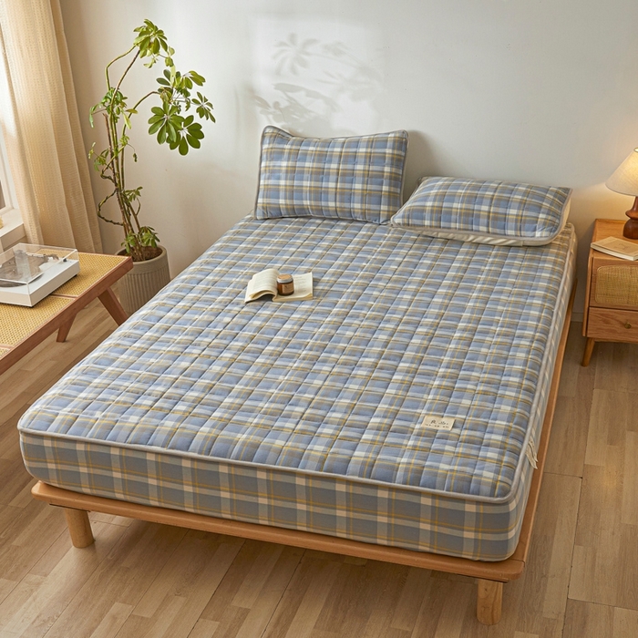 91家纺网 家纺一手货源 找家纺 （总）伊人坊 2025新款A类全棉色织水洗棉大豆夹棉床笠