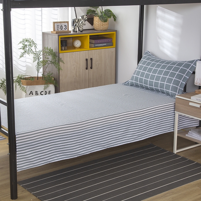 91家纺网 家纺一手货源 找家纺 乐旗 2025新款全棉12868学生宿舍三件套纯棉六件套装 无印优品